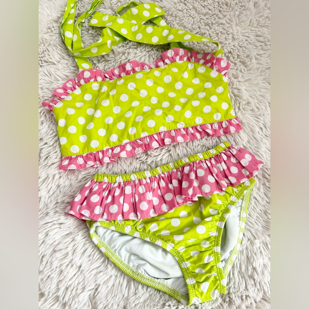 Kelly's Kids Lime Green and Pink Polka Dot Bikini